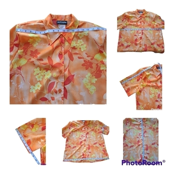 Vintage Actuelle Canada suit floral print set blouse & short 2 pieces Si… - Picture 15 of 15